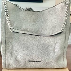 NEW Michael Kors Newbury Medium chain shoulder tote-leather grey NWT